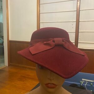 Chic Maroon Women's Hat with Ribbon Accent